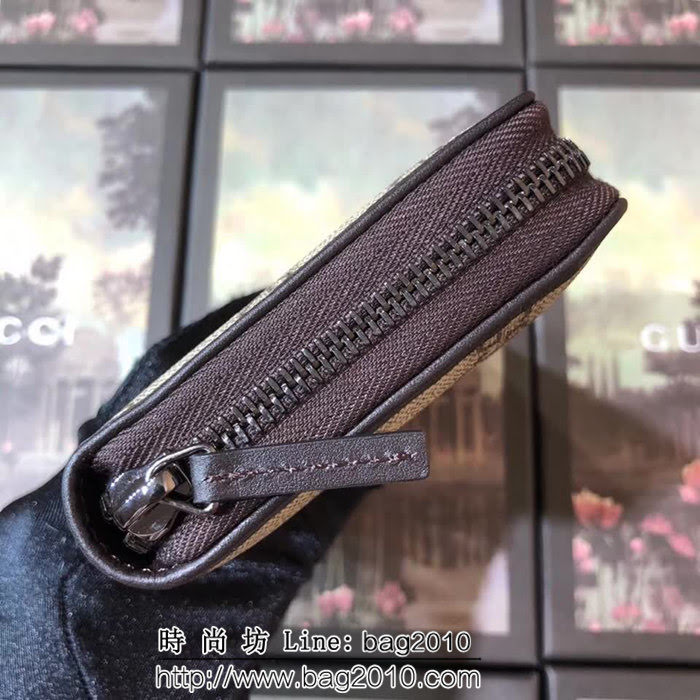 GUCCI古馳 專櫃同步 紅綠織帶 單拉皮夾 291105 啡皮PVC WTG1350